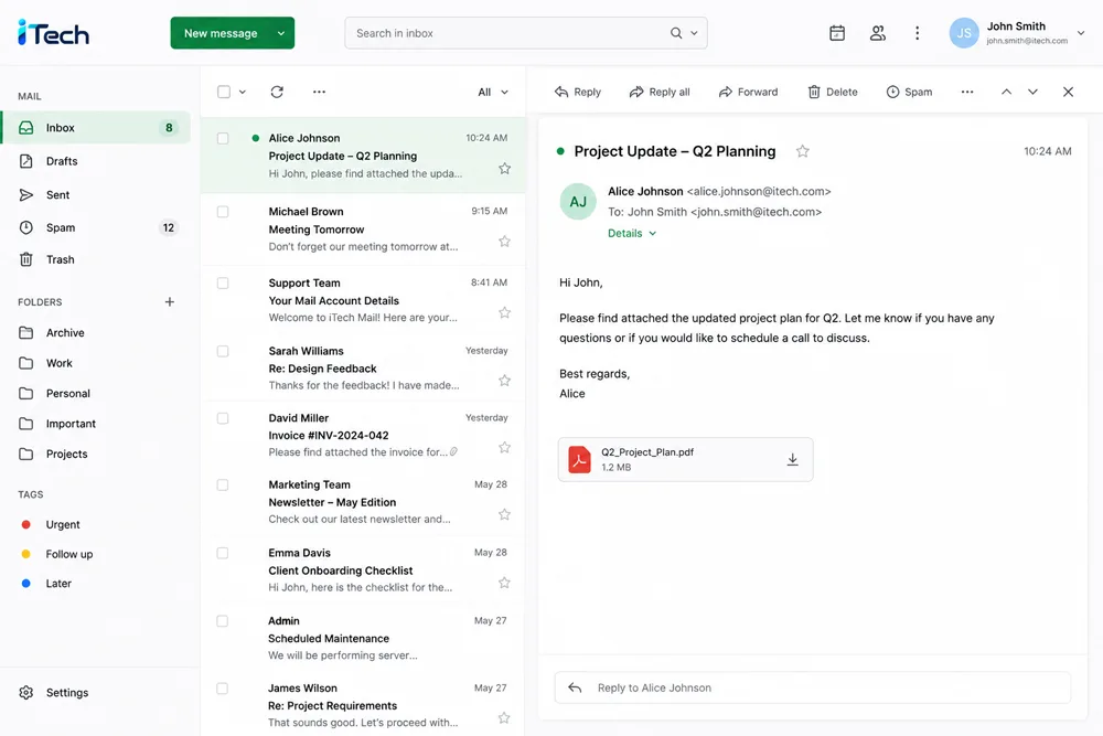 iTech Mail product preview